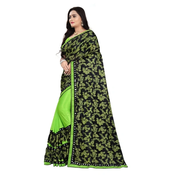 Women's Lycra Blend Saree with Blouse (Pista, 5-6 Mtrs) - Pista
