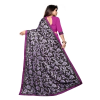 Women's Lycra Blend Saree with Blouse (Purple, 5-6 Mtrs) - Purple
