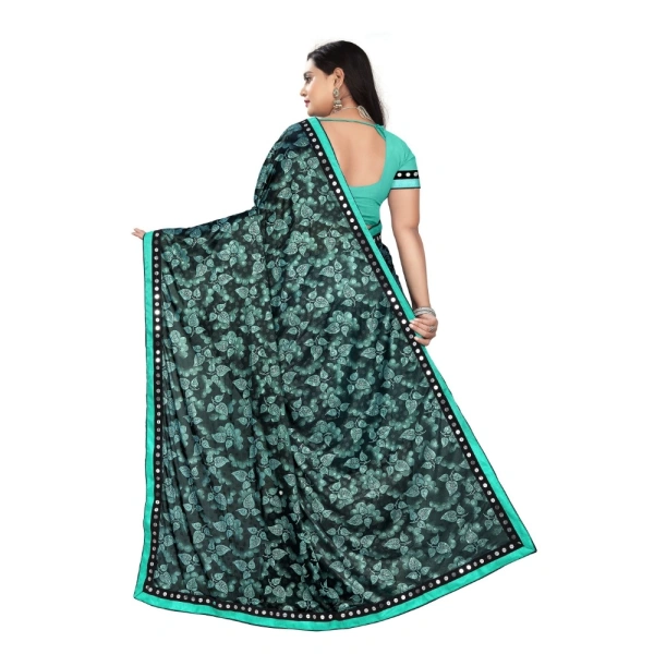 Women's Lycra Blend Saree with Blouse (Rama, 5-6 Mtrs) - Rama