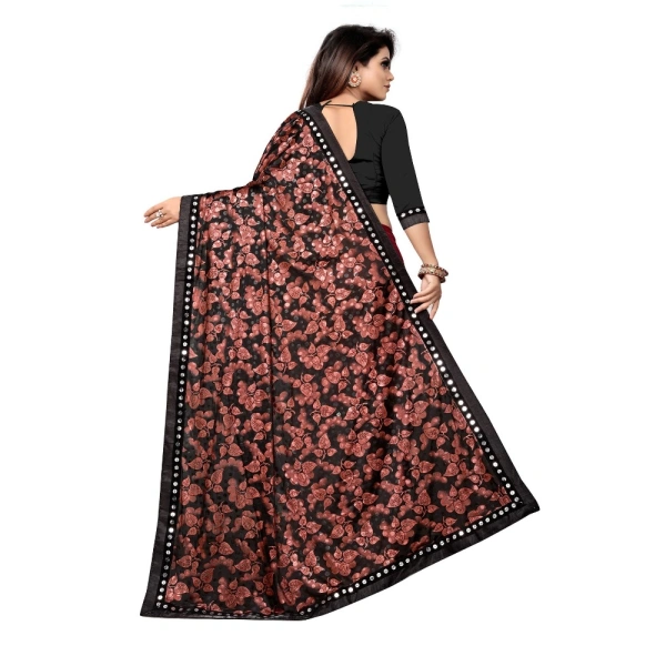 Women's Lycra Blend Saree with Blouse (Red, 5-6 Mtrs) - Red