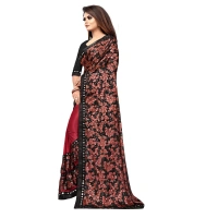 Women's Lycra Blend Saree with Blouse (Red, 5-6 Mtrs) - Red