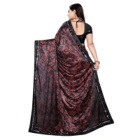 Women's Lycra Blend Saree with Blouse (Red, 5-6 Mtrs) - Red