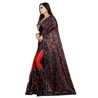 Women's Lycra Blend Saree with Blouse (Red, 5-6 Mtrs) - Red