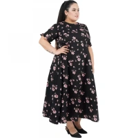 Generic Women's Maxi Black Dress (Color:BlackMaterial:Poly Crepe) - Black, 3/4th Sleeve, 6XL