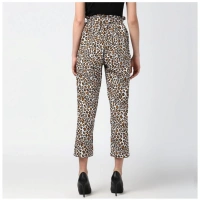 Women's Polyester Animal Print Elasticated Trousers (White - Yellow) - 30