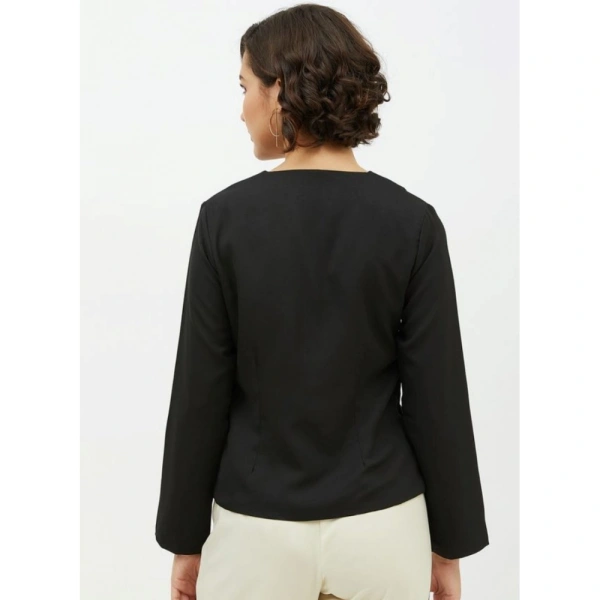 Women's Polyester Asymmetrical Long Sleeves Top (Black) - XL