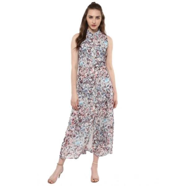 Women's Polyester Chiffon Printed Sleeveless Dress (Multicolor) - XL