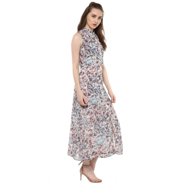 Women's Polyester Chiffon Printed Sleeveless Dress (Multicolor) - XL