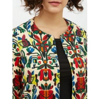 Women's Polyester Floral 3-4th Sleeves Shrug (Multicolor) - S