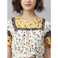 Women's Polyester Floral Flutter Above Knee Dress (Multicolor) - S