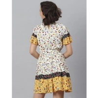 Women's Polyester Floral Flutter Above Knee Dress (Multicolor) - S