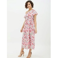 Women's Polyester Floral One Shoulder Calf-length Dress (Multicolor) - S