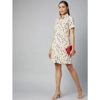 Women's Polyester Floral Short Sleeve Above Knee Dress (Multicolor) - XL