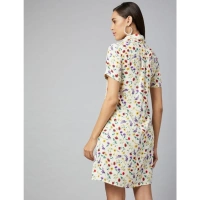 Women's Polyester Floral Short Sleeve Above Knee Dress (Multicolor) - XL