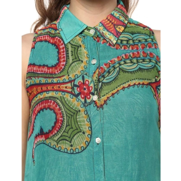 Women's Polyester Floral Sleeveless Below Knee Dress (Multicolor) - M