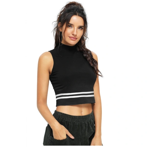 Women's Polyester, Knitting Western Wear Tops (Black) - L