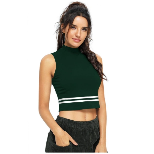 Women's Polyester, Knitting Western Wear Tops (Green) - M
