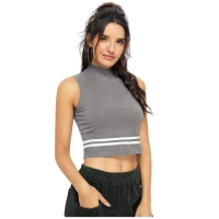 Women's Polyester, Knitting Western Wear Tops (Grey) - S