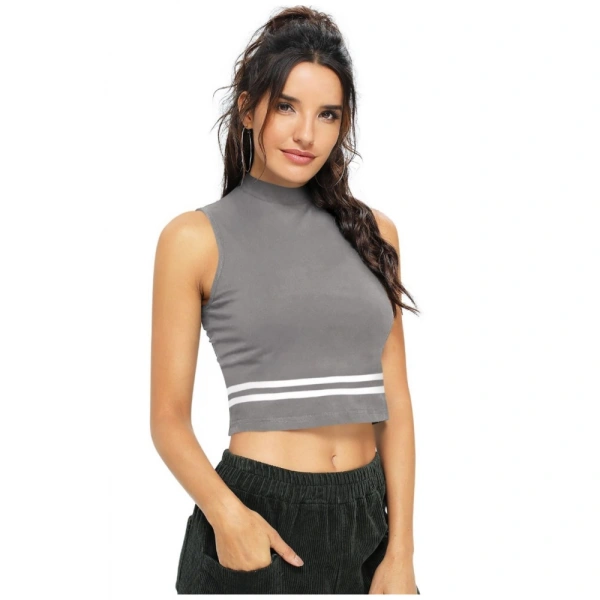 Women's Polyester, Knitting Western Wear Tops (Grey) - S