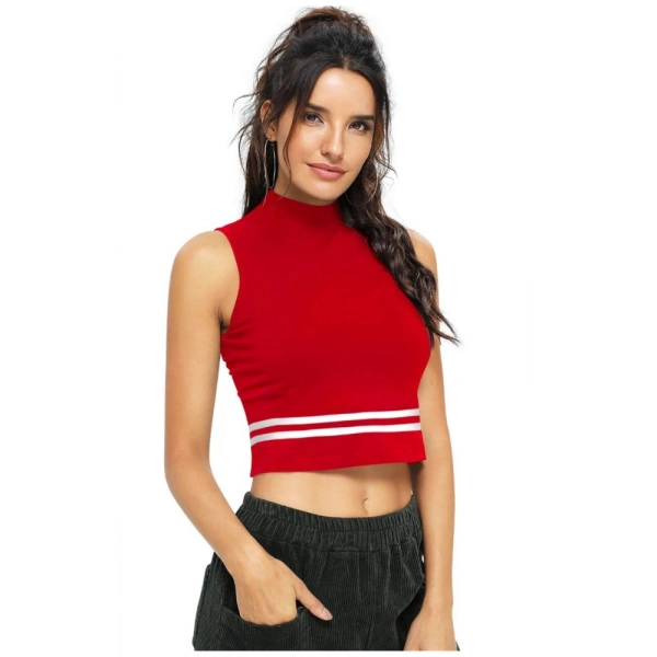 Women's Polyester, Knitting Western Wear Tops (Red) - L