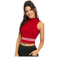 Women's Polyester, Knitting Western Wear Tops (Red) - L