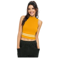 Women's Polyester, Knitting Western Wear Tops (Yellow) - XL