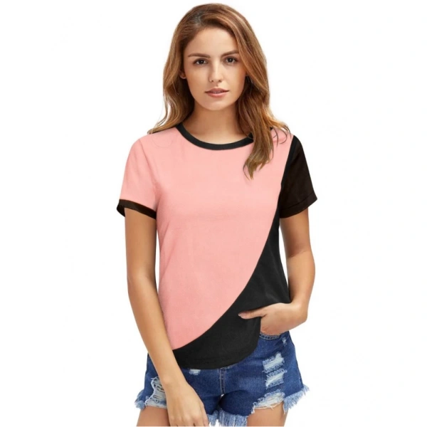Shopnav Women's Polyester, Knitting Western Wear T-Shirt (Peach) - L