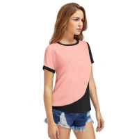 Shopnav Women's Polyester, Knitting Western Wear T-Shirt (Peach) - L