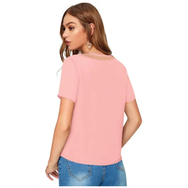 Shopnav Women's Polyester, Knitting Western Wear T-Shirt (Peach) - M
