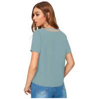 Shopnav Women's Polyester, Knitting Western Wear T-Shirt (Pista) - M
