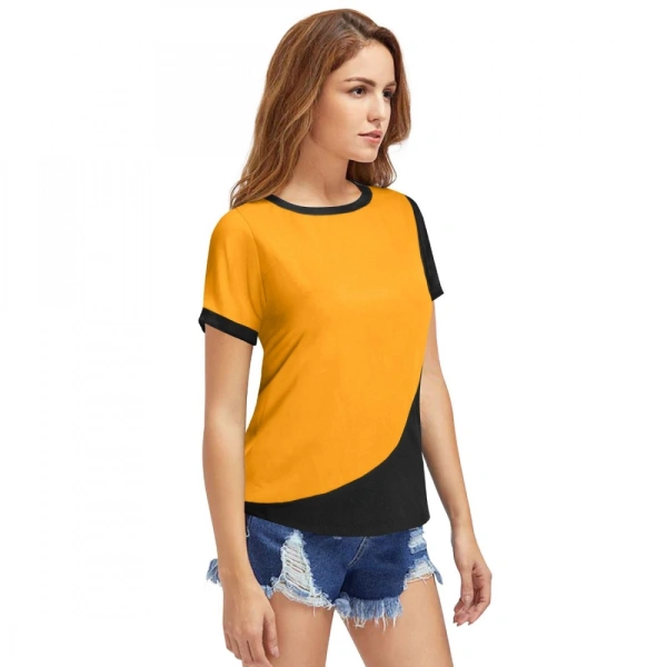 Shopnav Women's Polyester, Knitting Western Wear T-Shirt (Yellow) - M