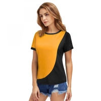 Shopnav Women's Polyester, Knitting Western Wear T-Shirt (Yellow) - M