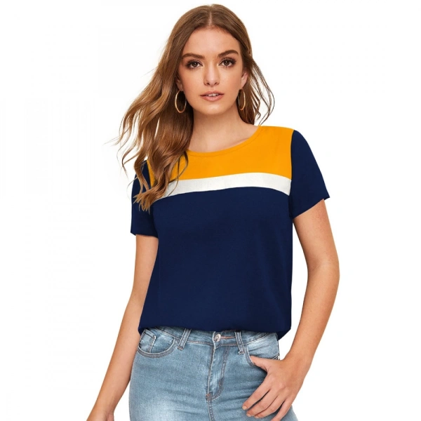 Shopnav Women's Polyester, Knitting Western Wear T-Shirt (Yellow) - L
