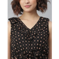Women's Polyester Peplum Sleeveless Above Knee Dress (Black) - 2XL