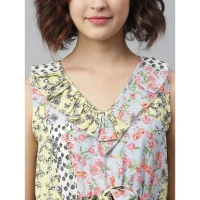 Women's Polyester Peplum Sleeveless Above Knee Dress (Multicolor) - M