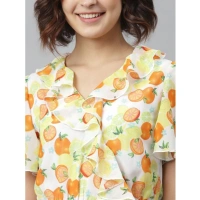 Women's Polyester Printed Flutter Above Knee Dress (Yellow - Orange) - M