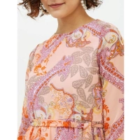 Women's Polyester Printed Long Sleeves Calf-length Dress (Multicolor) - L