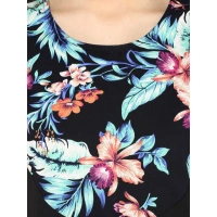 Women's Polyester Printed Sleeveless Above Knee Dress (Black - Multicolor) - S