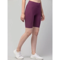 Women's Polyester Solid Above Knee High-Rise Shorts (Purple) - 3XL