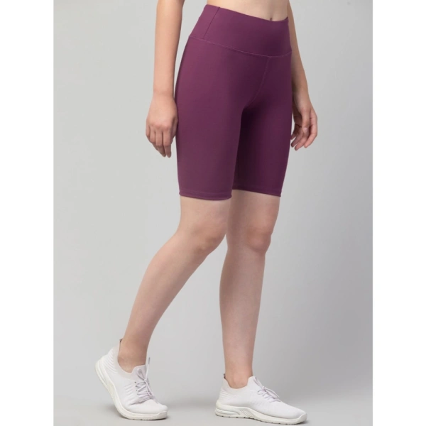 Women's Polyester Solid Above Knee High-Rise Shorts (Purple) - 3XL