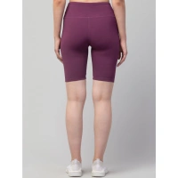 Women's Polyester Solid Above Knee High-Rise Shorts (Purple) - 3XL