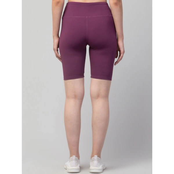 Women's Polyester Solid Above Knee High-Rise Shorts (Purple) - 3XL