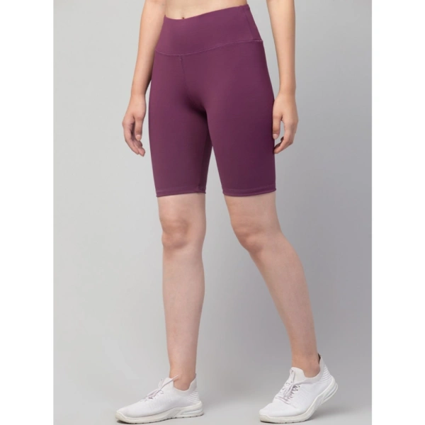 Women's Polyester Solid Above Knee High-Rise Shorts (Purple) - 3XL