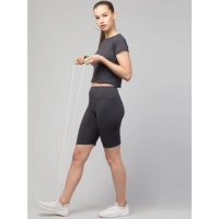 Women's Polyester Solid Above Knee High-Rise Shorts (Grey) - M