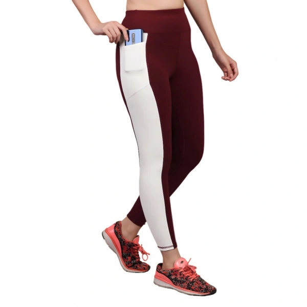 Shopnav Women's Polyester Solid Ankle length High Waisted Tights (Maroon) - 2XL