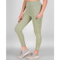 Shopnav Women's Polyester Solid Ankle length High Waisted Tights (Sea Green) - 3XL