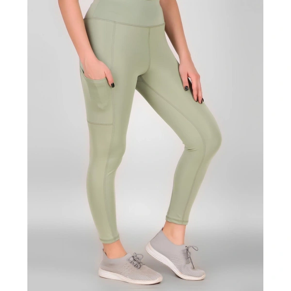 Shopnav Women's Polyester Solid Ankle length High Waisted Tights (Sea Green) - 3XL