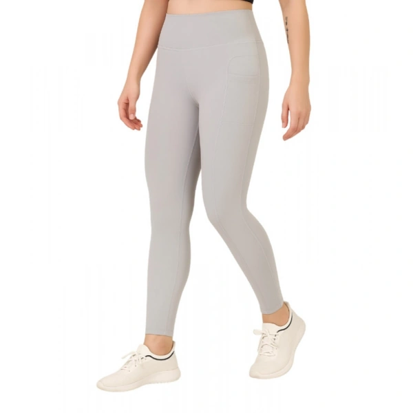 Shopnav Women's Polyester Solid Ankle length High Waisted Tights (Grey) - 2XL