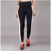 Shopnav Women's Polyester Solid Ankle length High Waisted Tights (Navy Blue) - M