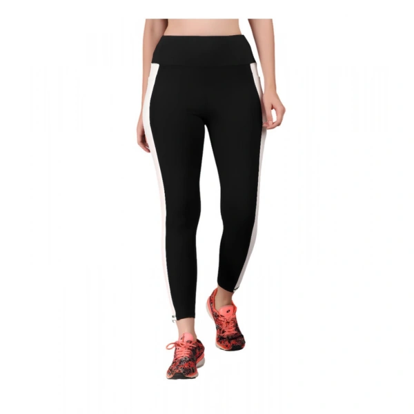 Shopnav Women's Polyester Solid Ankle length High Waisted Tights (Black) - L